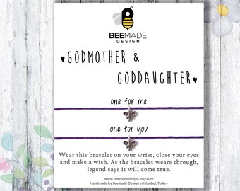 Mother's Day Gift: Godmother & Goddaughter Wish Bracelet Set Handmade Matching Gift