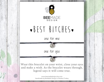 Braccialetti regalo dell'amicizia per le migliori amiche, regalo BFF per le migliori amiche, braccialetto con ciondolo dei desideri, regalo per la migliore amica, braccialetto con ciondolo in argento