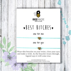 bestie Valentines Days for roommate gift bestie bracelet for 2 Friendship Bracelet Best Bitches bracelet for 2 friend Wish layering bracelet