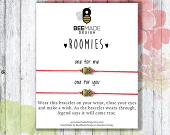 Roommate Wish Bracelets: Matching Bronze Owl Charm Jewelry Set