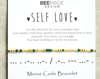 Self Love Morse Code Bracelet: Gold & Silver Bead Jewelry