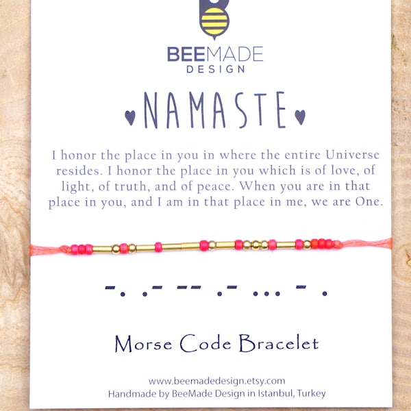 Namaste Morse Code Bracelet mindfulness gift Mantra Bracelet quote motto Motivation bracelet yoga bracelet yoga gift bff inspirational her