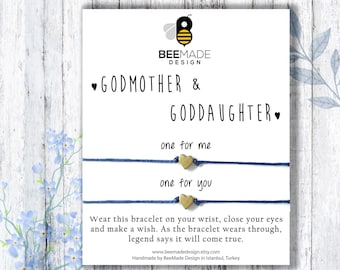 Mother's Day Gift: Godmother & Goddaughter Wish Bracelet Set Handmade Matching Gift