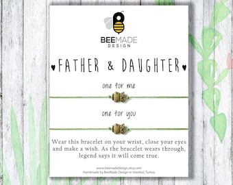 Unique Gift for Dad | Fathers Day Gift | Father Daughter Wish Bracelets: Matching Gold Charm Set