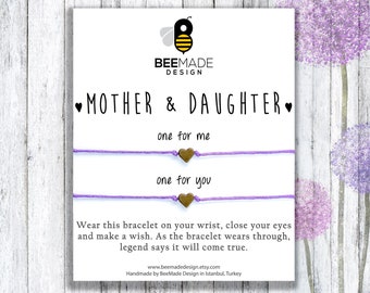 Mother's Day Gift: Matching Mother Daughter Wish Bracelets | Matching Charm Jewelry for Mother Daughter Duo