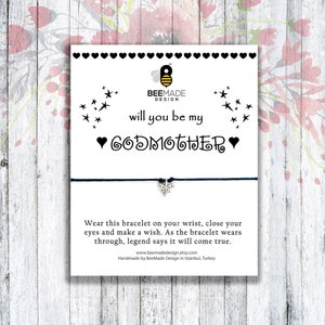 Godmother Sieraden, Godmother voorstel cadeau, Godmother Armband, Godmother Card, Wil jij mijn Godmother Gift zijn, Doopwens Armband