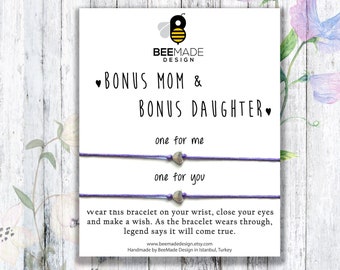 Bonus mothers day gift for Bonus mom Gifts Gift for Mom from Daughter Wish Bracelet for Bonus Mom Gift Stepmom Second Mom Other Mother