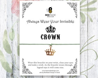 Crown Wish Bracelet: Inspirational Charm Jewelry Favor