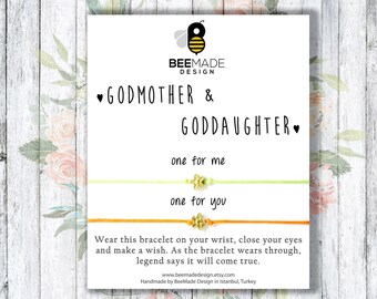 Mother's Day Gift: Godmother Wish Bracelet Set | Matching Gift for Goddaughter | Mother's Day Bracelet Set