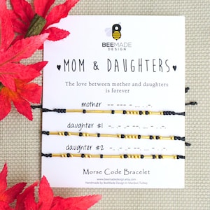 Mother & Daughters Morse Code Bracelet Set -  Gift for Mom from Daughter gift for Mother, Mother Daughter Gift Idea, Mom and Two Girls