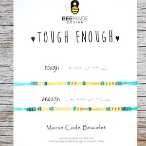 Tough Enough Morse Code Armband: 14k guldpläterade pärlor