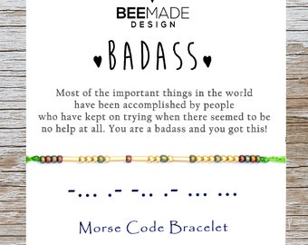 Morse Code Bracelet, BADASS Women Empowerment Gift