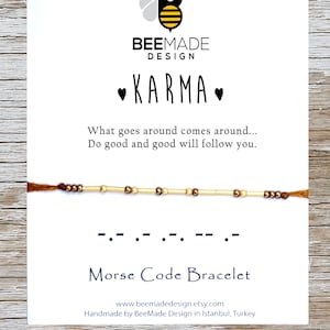 Pulsera Karma Código Morse afirmar pulsera pulsera de inspiración positiva para mujer regalo consciente mejor amigo cuidado personal nunca renunciar a la pulsera