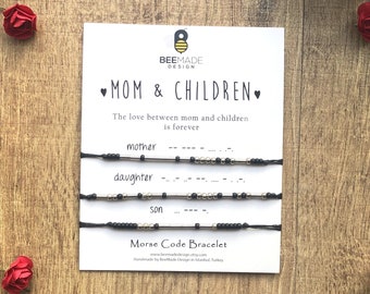 Mother's Day Gift: Mother Daughter Son Morse Code Bracelet Set | Mother's Day Bracelet from Daughter or Son