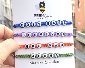 Graduation Gift for Teens | Personalized Macrame Name Bracelet| Custom Word Surfer Jewelry