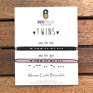 Twins Morse Code Bracelet Set: Matching Miyuki Bead Jewelry
