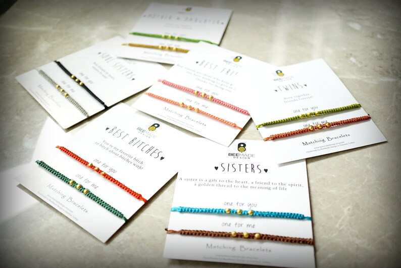 Braccialetti dell'amicizia in macramè, cordino regolabile (set da 2 per amici) immagine 4