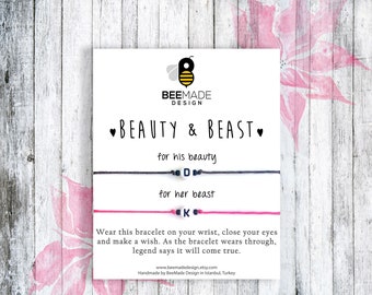 Beauty and the Beast Wish Bracelets: Personalized Initial Charm Set