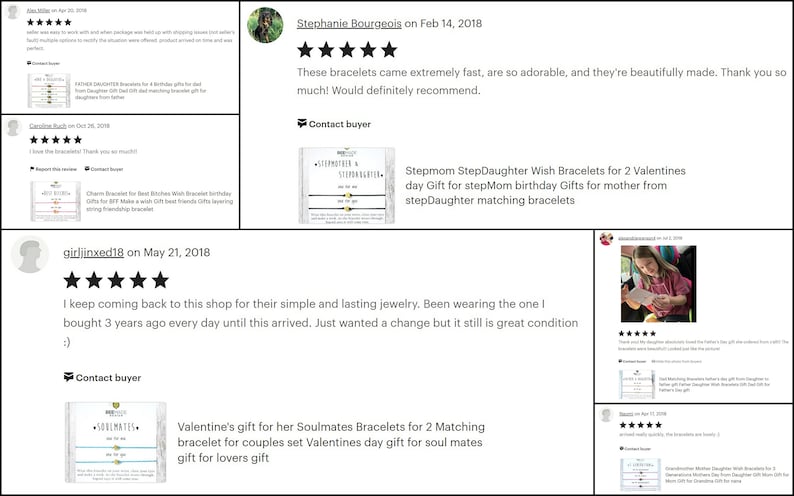 May include: Two matching bracelets with the words "Stepmom & Stepdaughter" on them. The bracelets are black with gold beads and are shown on a white background. The text "Stepmom StepDaughter Wish Bracelets for 2 Valentines day Gift for stepMom birthday Gifts for mother from stepDaughter matching bracelets" is also shown in the image.