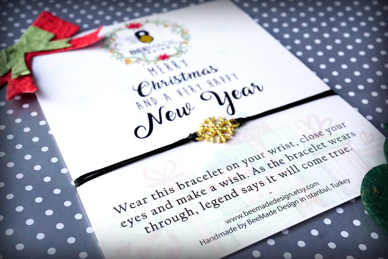 Christmas wish bracelet Snowflake charm coworker gift image 1
