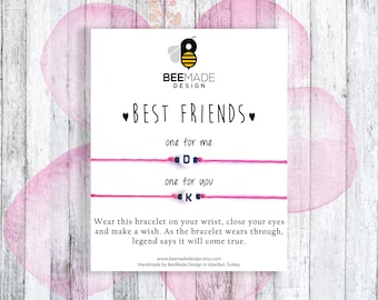 Best Friends Custom Initial Wish Bracelets - Matching Friendship Set of Two
