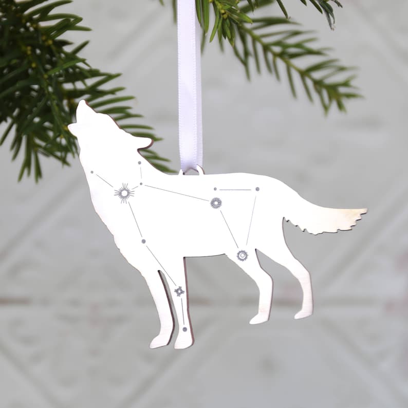 Lupus Wolf Constellation Metallic Christmas Tree Decoration|tree ornament|astronomy|wolf