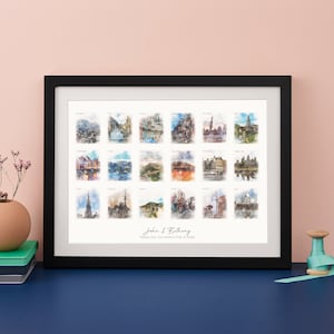 18th Birthday Watercolour Favourite Places Print