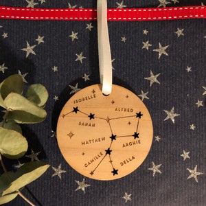 Family Constellation Christmas Tree Decoration OrnamentSpecial family Christmas starsFamily treepersonalised xmas baublecedar wood image 3