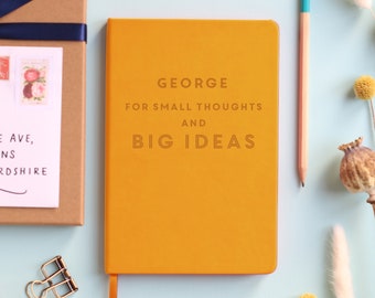 Big Ideas Personalised Luxury Notebook Journal|vegan leather lined A5 notebook