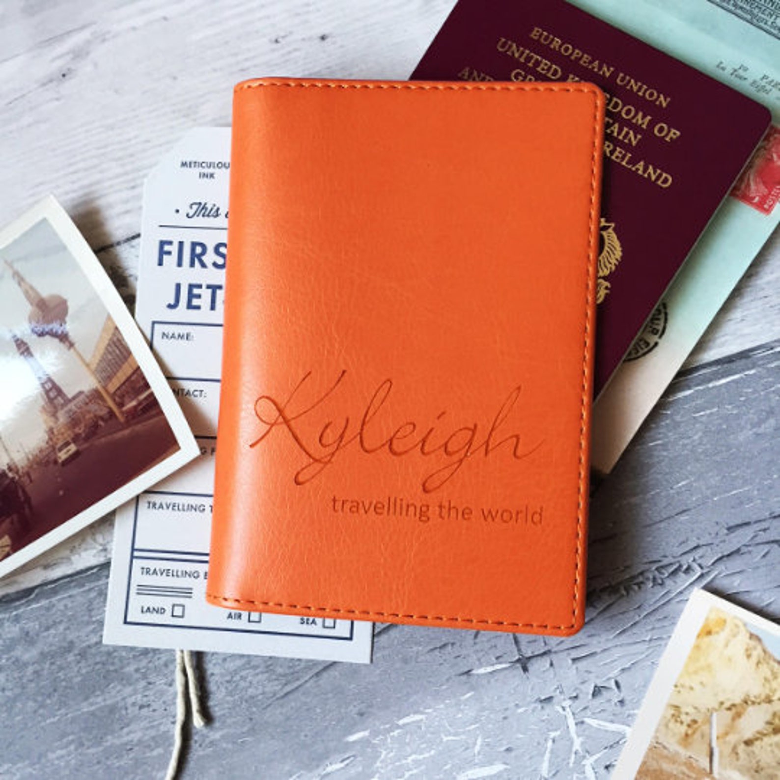 Personalised Passport Cover/holder With Script Etsy