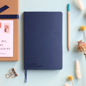 Personalised Secret Message Notebook. Journal PU leather personalised gift for him her Valentines Father's Mother's students Navy