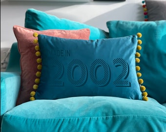 Personalised 21st Birthday Velvet Cushion|Velvet pompom cushion