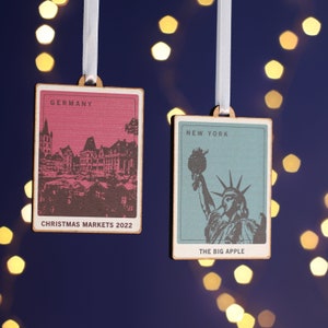 Christmas Travel Memories Colourful Personalised Bauble.
