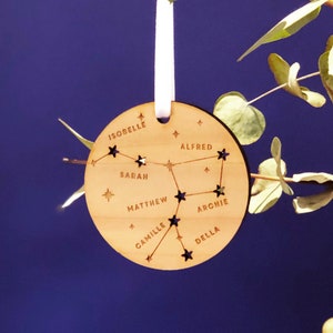 Family Constellation Christmas Tree Decoration OrnamentSpecial family Christmas starsFamily treepersonalised xmas baublecedar wood image 1