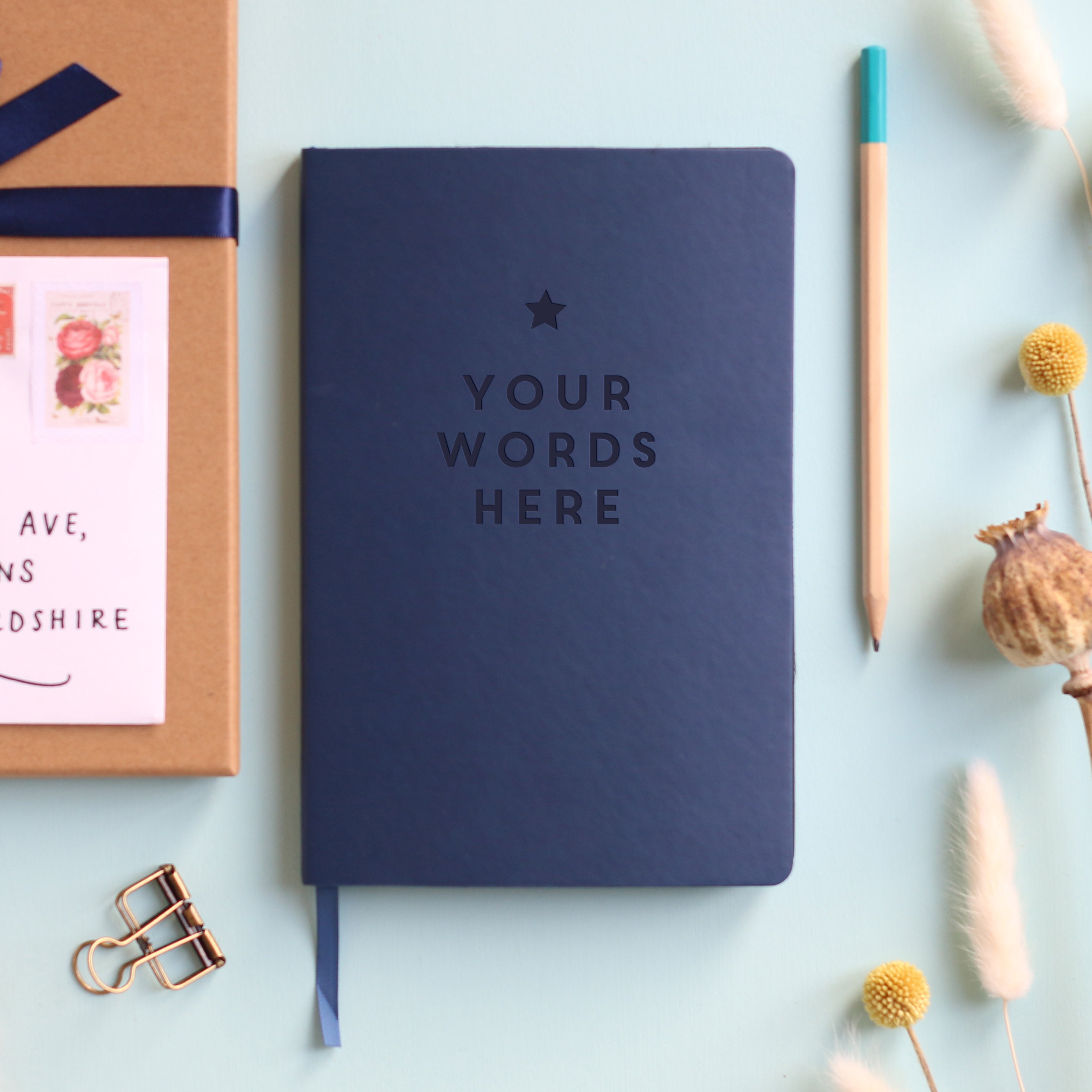 Your Words Personalised Notebook Luxury Journal for Any Purpose | Custom Notebook Bespoke Stationery Gift for Teachers