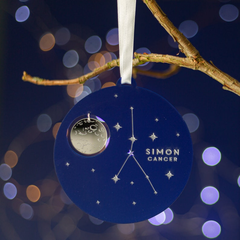 Night Sky Personalised Star Sign Zodiac Christmas Tree Ornament image 2