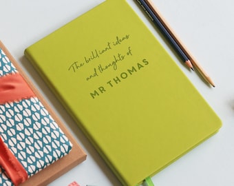 Carnet de notes personnalisé brillant pour professeur. Cadeau de fin d'année idéal pour les enseignants.