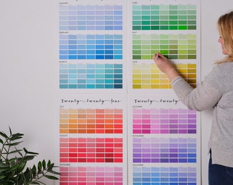 Rainbow Paint Chip Colour Swatch Large Wall Planner 2024. A1/A0 extra large wall planner