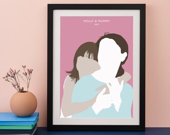 Mummy & Me Silhouette Modern Art Print