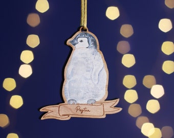 Personalised Penguin Christmas Tree Decoration/Ornament/Letterbox Christmas Gift