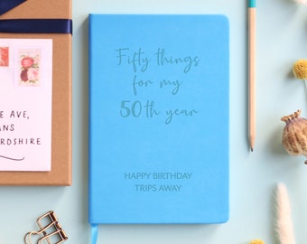 50 Things for my 50th Year Vegan Luxury Notebook|Personalised 50th birthday gift