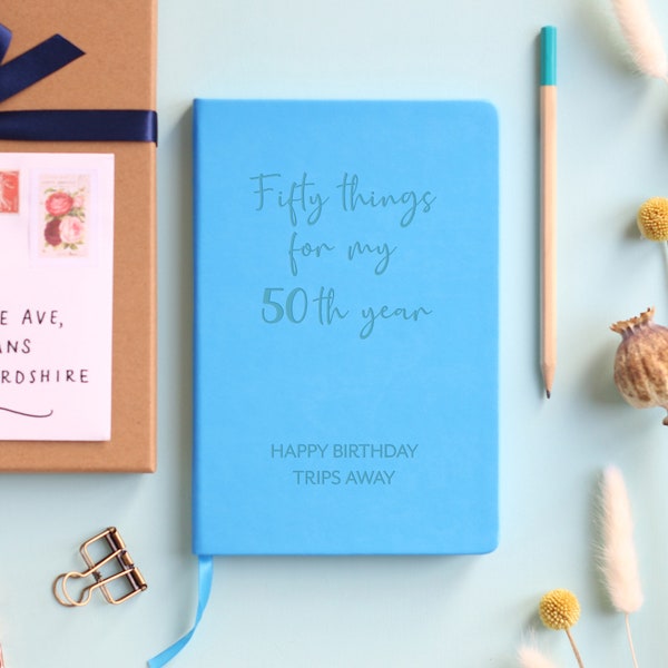 50 Things for my 50th Year Vegan Luxury Notebook|Personalised 50th birthday gift