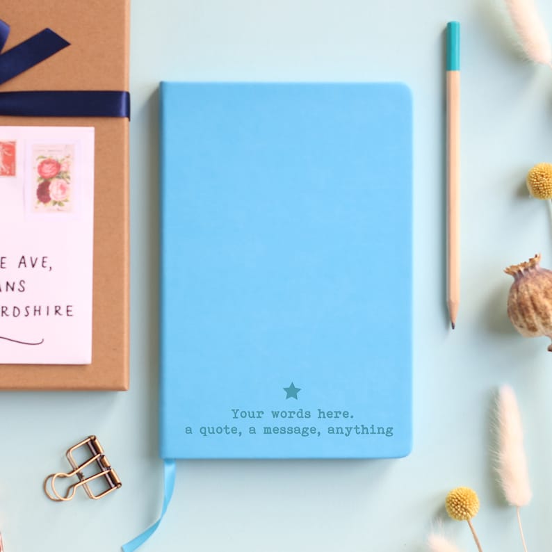 Your Words Personalised Notebook Luxury Journal for Any Purpose Blue
