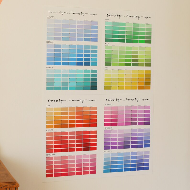 Pantone Paint Chip Colour Swatch Large Wall Planner 2021 ...