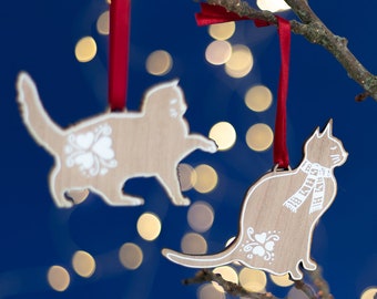 Personalised Gingerbread Cat Christmas Decoration|Ornament|Personalised Christmas tree decoration.