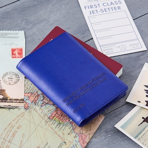 Funda/billetera/funda para pasaporte con cita de viaje personalizada para él, ella, padre, madre, estudiantes, regalo para amantes de los viajes