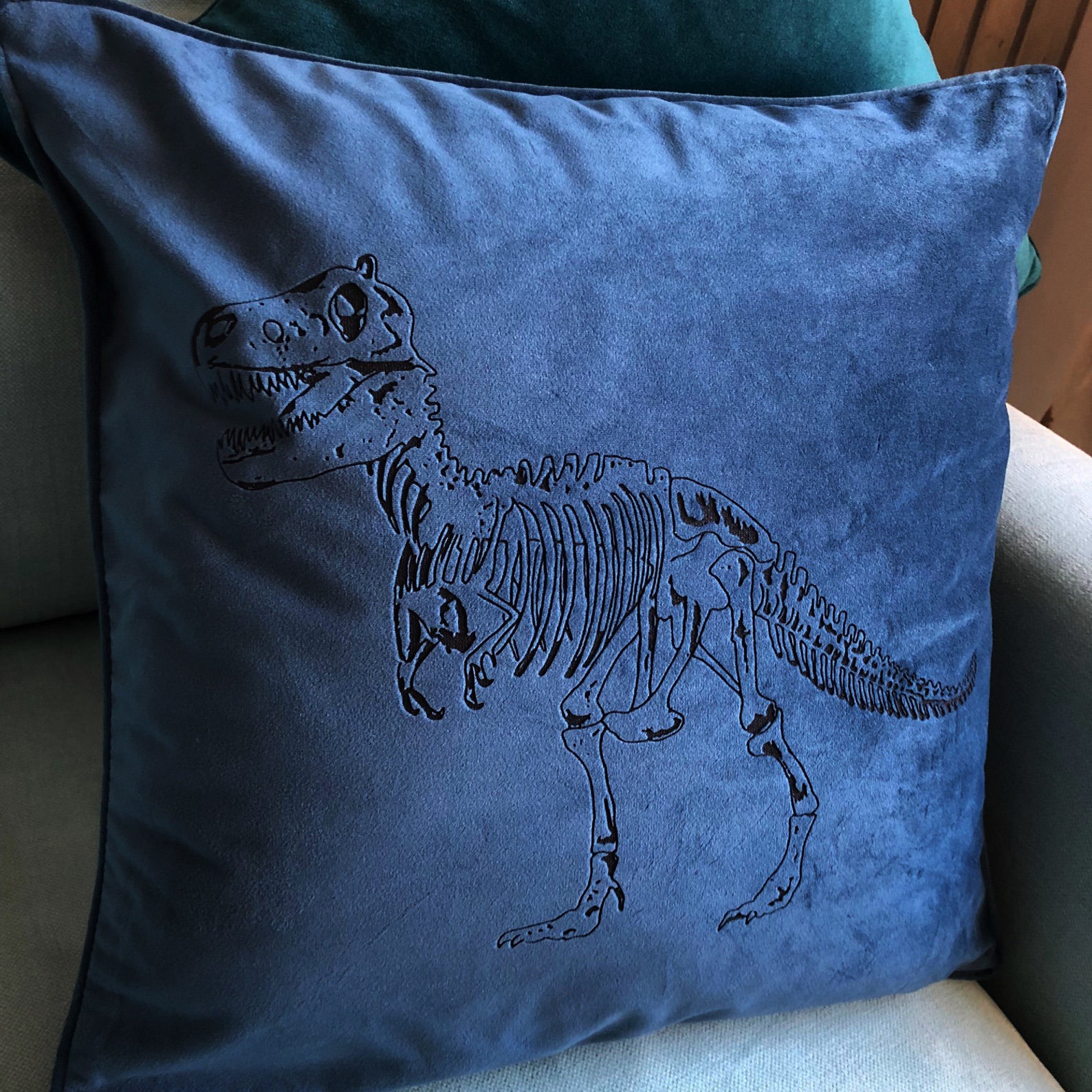 Dinosaur Personalised Velvet Trex Cushion Velvet Pillow Etsy