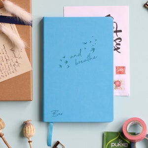 And Breathe Personalised Luxury Notebook Journal. Perfect notebook for journalling, tracking your personal development.