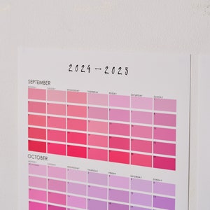 Academic Year Paint Chip Colour Swatch Wall Planner August-july - Etsy
