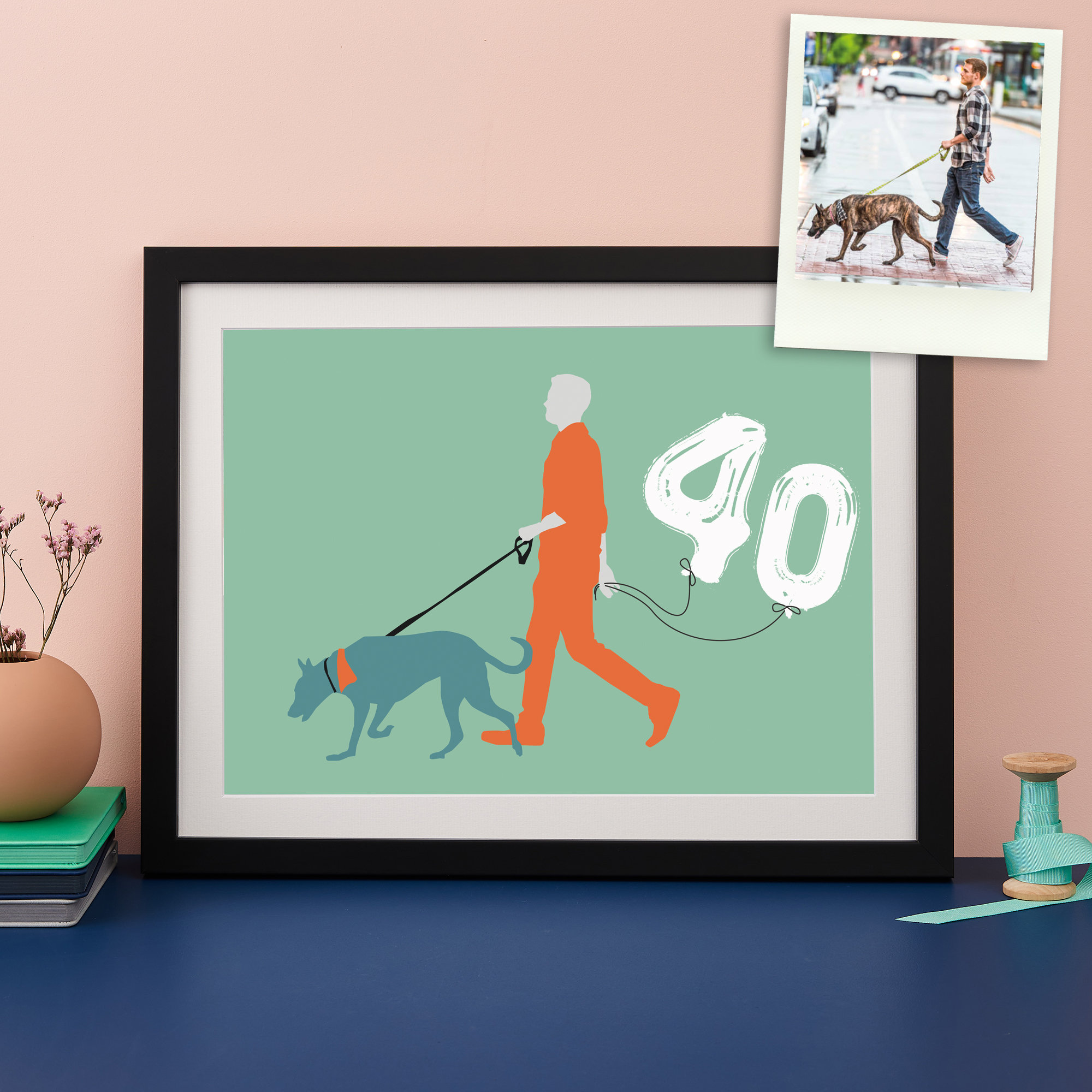40th Birthday Silhouette Personalised Print. Ideal custom poster gift for him or her. Other ages available. Forty years old!